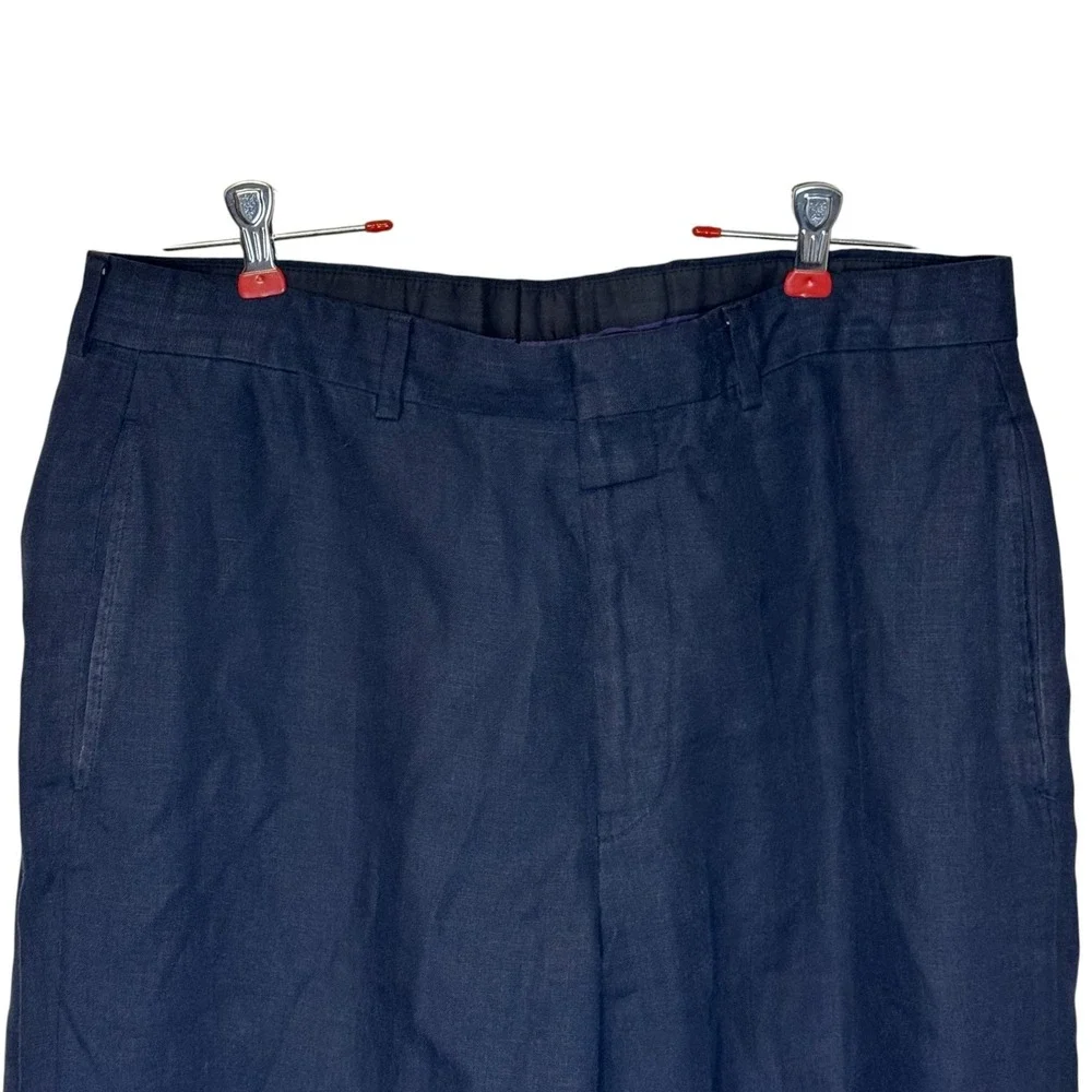 Ralph Lauren Purple Label Women's Pants 100% Wide Leg Elastic Waist Navy 32X29